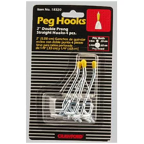 Crawford 18320 Hook Peg Single Start 2 Inch Steel Pegboard Organizer