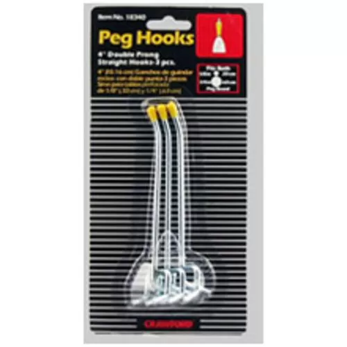 Crawford 18340 Double-Prong Pegboard Hook 4 Inch 3-Pack Steel Organizer