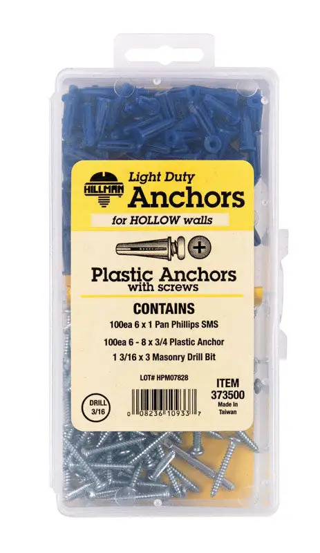 Hillman .138 . D X 3/4 . L Plastic Pan Head Conical Anchor 6 Pack