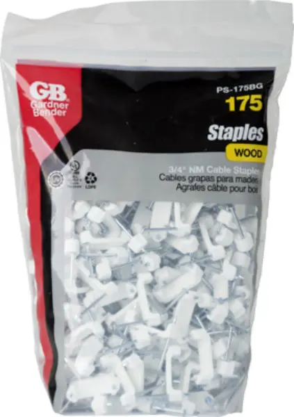 Gardner Bender PS-175BG Plastic Staple 3/4 Inch Wood White 175-Pack