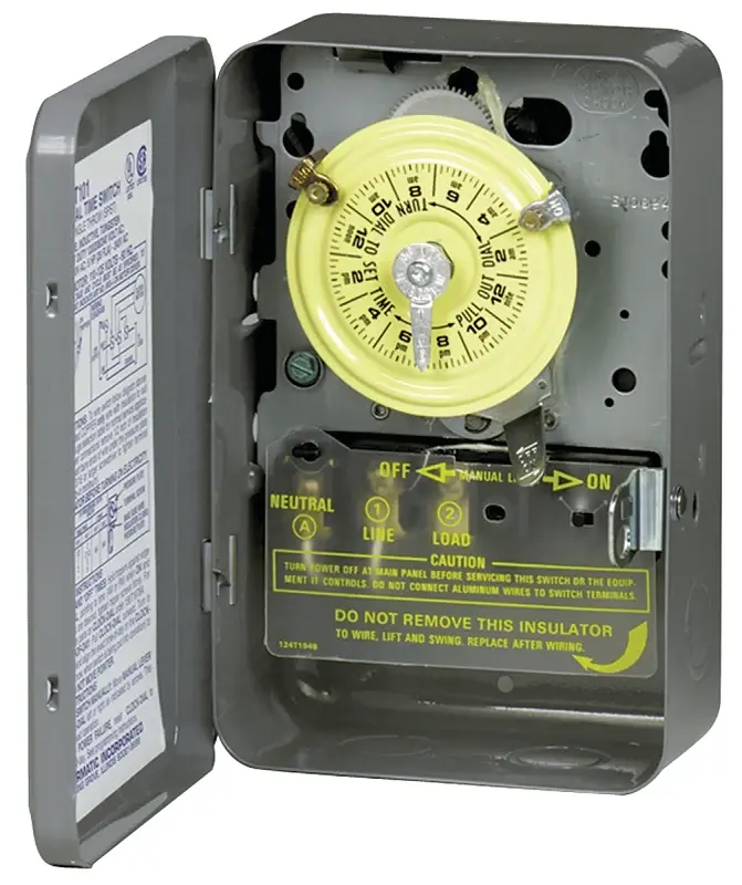 Intermatic T101 Mechanical Timer Switch, 40 , 120 V, 3 W, Graphite, 24 hr Time Setting, 12 On/Off Cycles Per Day Cycle