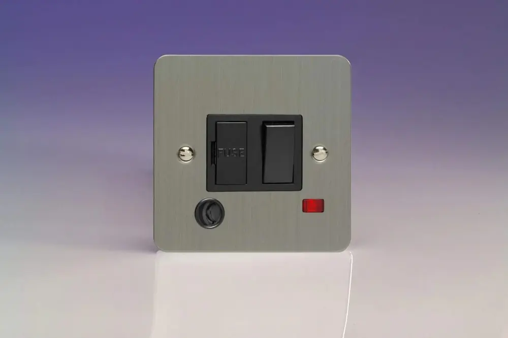 Varilight XFS6FONB 13A Switched Fuse Spur Brushed Metal Neon & Flex Outlet Black Insert