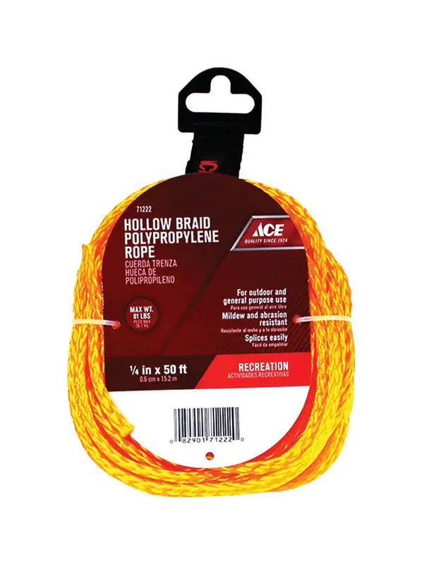 Ace 1/4 Inch Diameter 100 Inch Gray and White Diamond Braided Poly Rope Durable