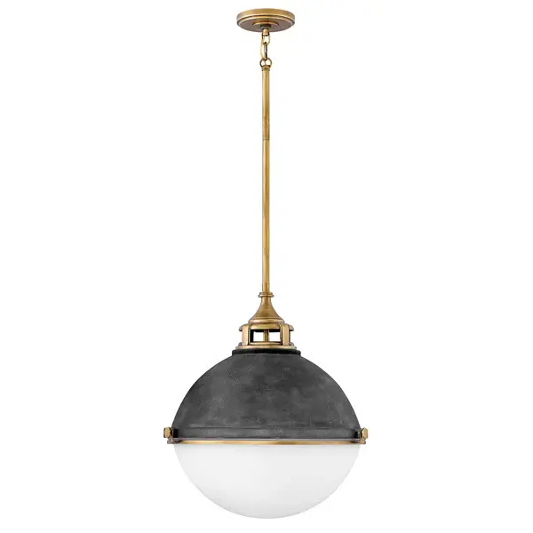 Fletcher 3 Light Pendant Light - Aged Zinc & Heritage Warm alloy