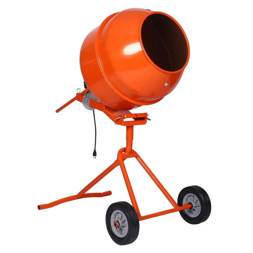 Portable Concrete Mixer Etl Certificated Copper Motor, Electric Cement Mixer, 5.0 Cu. Ft. - Orange