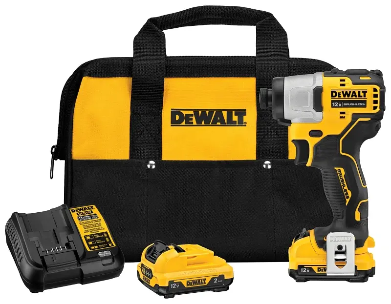 DEWALT DCF801F2 Impact Driver Kit, Battery Included, 12 V, 1/4 Drive, Square Drive, 3600 ipm, 0 to 2850 rpm Speed LED Work...