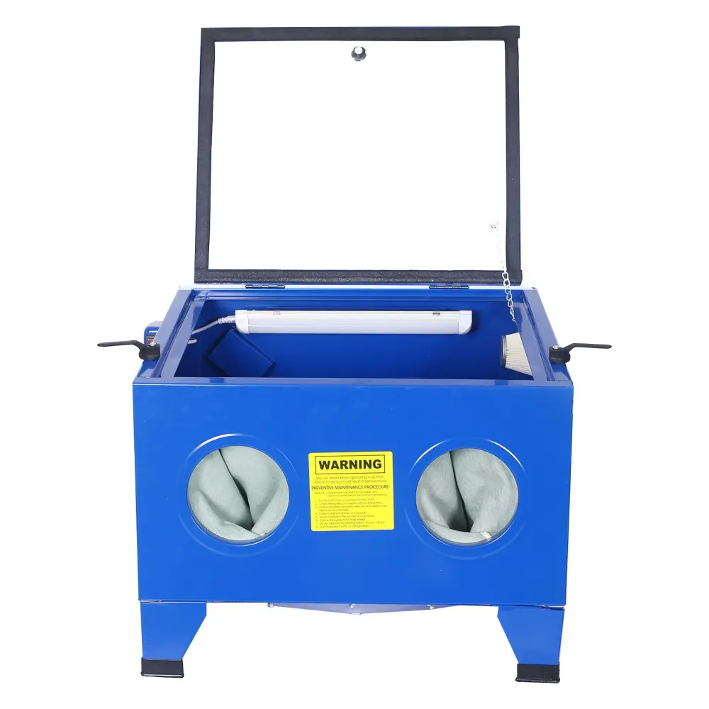 Bench Top Travel Sand Blaster Cabinet Kit 25 Gallon 80 Psi Capacity - Blue