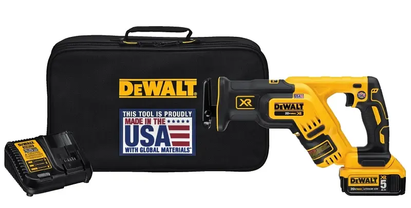 DEWALT DCS367P1 Series Reciprocating Saw Kit, Battery Included, 20 V, 5 Ah, 1-1/8 L Stroke