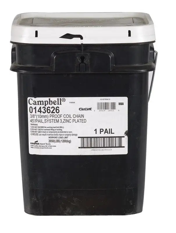 Campbell 3/8 Inch Oval Link Carbon Steel Proof Coil Chain 3/8 D X 45 ft L