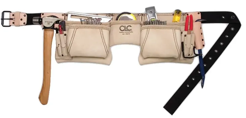 CLC Tool Works Series 175274 Construction Work Apron, 29 to 49 Waist, Leather, Ivory, 12-Pocket