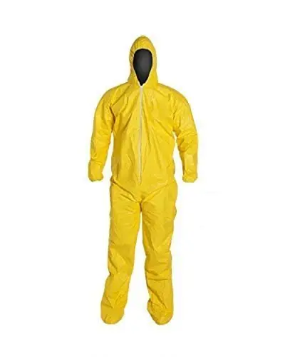 DuPont Tychem 2000 QC122S Disposable Chemical Resistant Coverall Hood, Elastic Cuff and Serged Seams, Lemon 5XL (Retail Pa...
