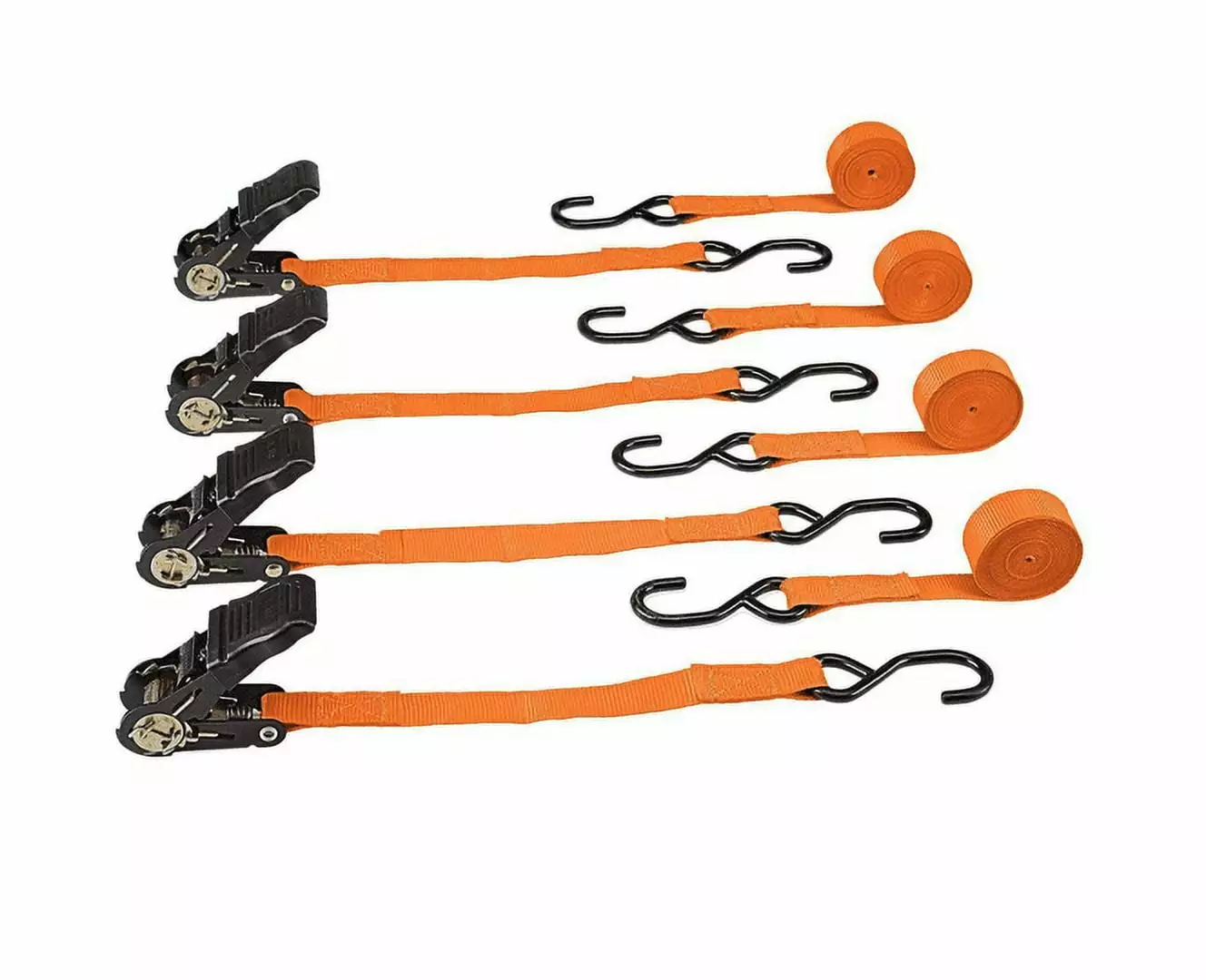 Haul-Master 1 Inch x 15 Ft Ratcheting Tie Downs 4 Pack 400 Lb Capacity Cargo Straps Haul Master