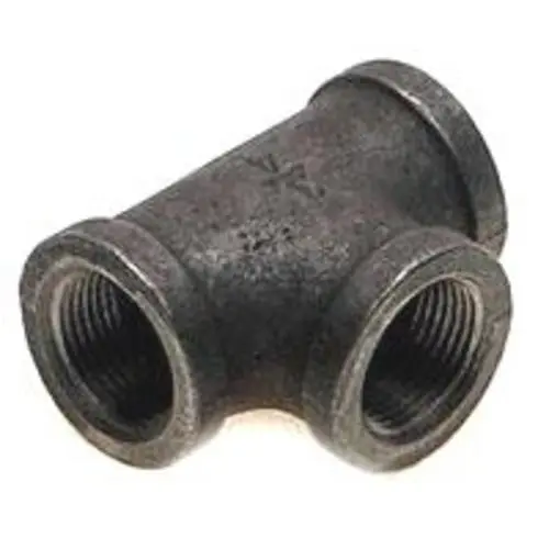 Worldwide Sourcing B130R 1-1/4x1-1/4x1/2 Inch Black Malleable Reducing Tee