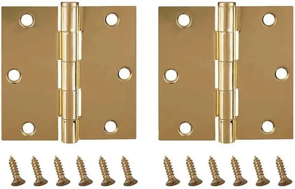 Prosource BH-202PB-PS Residential Door Hinges Bright Brass 2-Pack