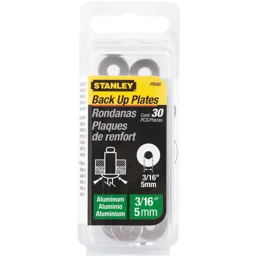 Stanley 3/16 Aluminum Back Up Plates 30 Pack Rivet Reinforcement