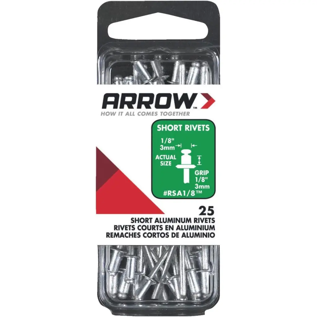 25-Count 1/8-Inch x 1/8-Inch Arrow Aluminum Rivets