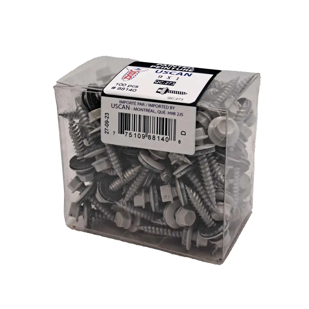 Bone White Painted Roofing Screw, #9 x 1" (100 Units)