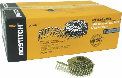 Bostitch 1-1/4 . L Wire Coil Galvanized Roofing Nails 15 Degree 7200 Pack