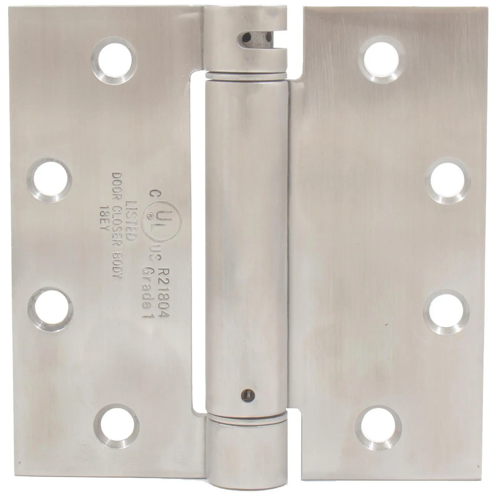 Commercial Grade Self-Closing Door Hinge 4.5 Inches Square Corner 134 Gauge Satin Stainless Steel