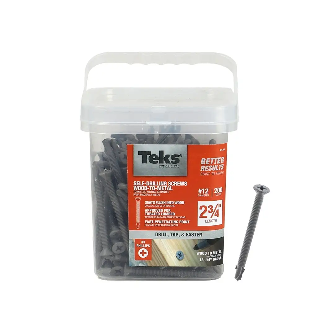 Teks 21386 Phillips Flat-Head Self-Tapping Screw w/Wing #12 x 2-3/4 200-Ct