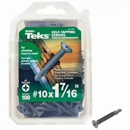 Self-Tapping Phillips Screws 1-7/16-Inch x #10 100-Pack DIY Projects Teks