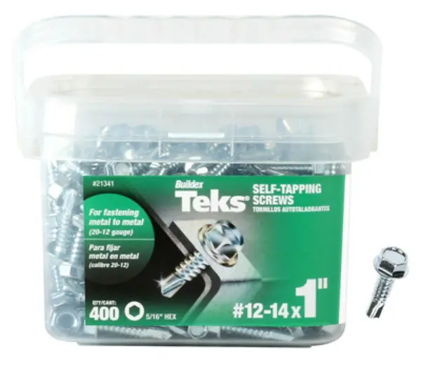 Teks 21341 Metal-To-Metal Self-Tapping Screw #12-14 x 1 Inch 400-Pack