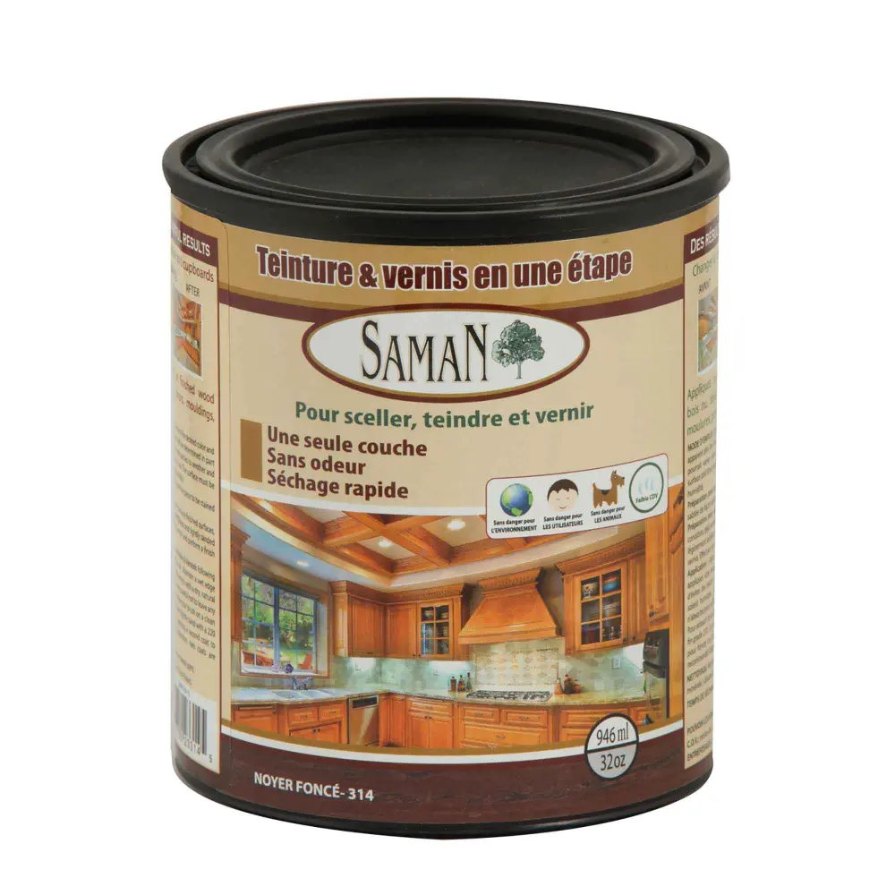 Dark Walnut One Step Wood Stain and Varnish, 946 ml