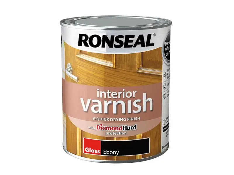 Ronseal Interior Varnish Fast Dry Gloss Ebony 750ml