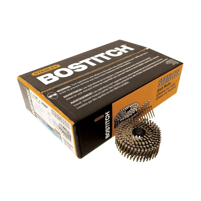Bostitch 1-1/2 Inch 15 Degree Wire Coil Stainless Steel Siding Nails 3600 Pack
