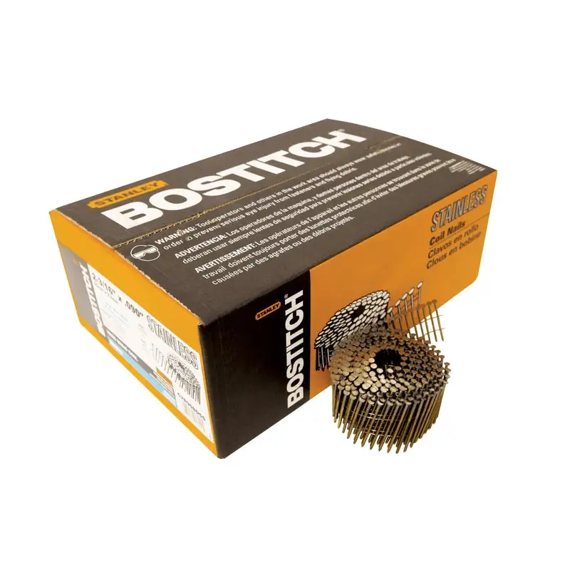 Bostitch 2-1/2 Inch 16 Ga Wire Coil Stainless Steel Siding Nails 15 Degree 3600 Pack