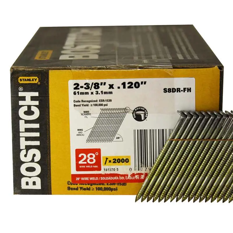 Bostitch 2-3/16 Inch 11 Ga Wire Coil Stainless Steel Siding Nails 15 Degree 3600 Pack