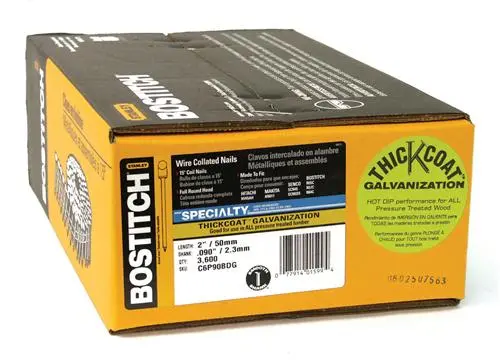 Bostitch C6P90BDG Galvanized Shank Coil Siding Nails 2 x 0.092 3600-Pack Siding Installation