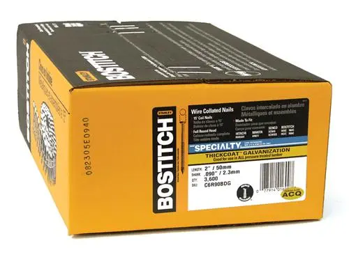 Bostitch C6R90BDG Ring Shank Coil Siding Nails 2 x 0.092 3600-Count Secure Siding Projects