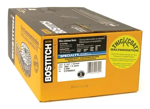 Bostitch C7P90BDG 2-3/16 x 0.092 Galvanized Shank Coil Siding Nails 3600-Pack