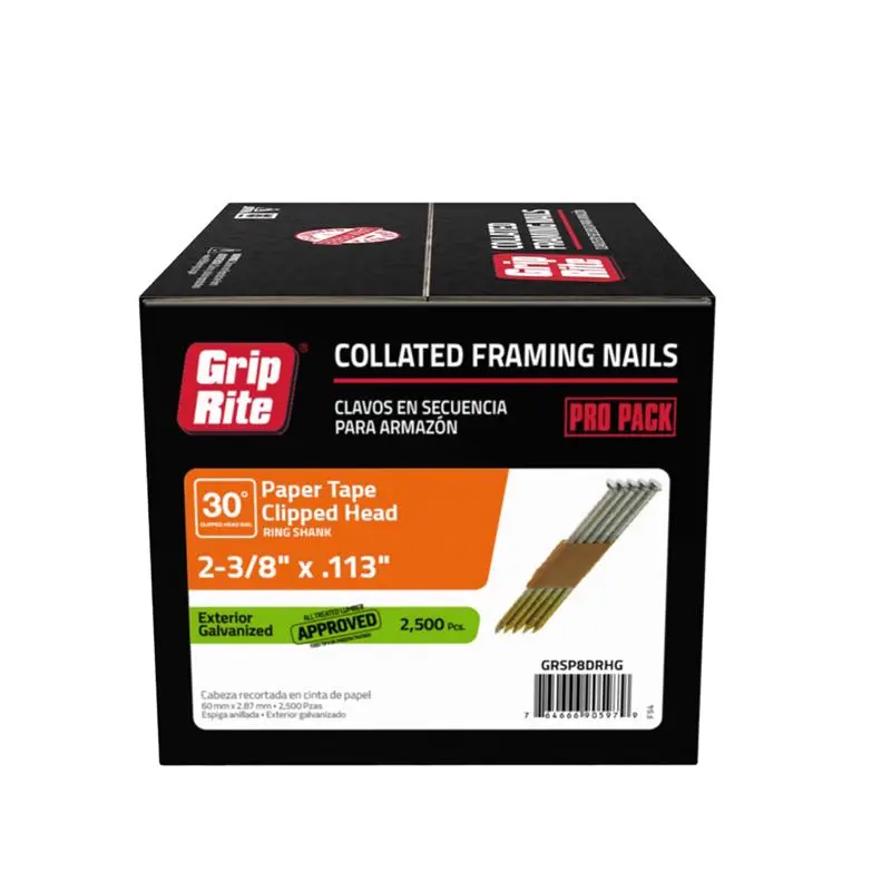 Grip-Rite 2-3/16 Inch Wire Coil Hot-Dip Galvanized Siding Nails 15 Degree 3000 Pack