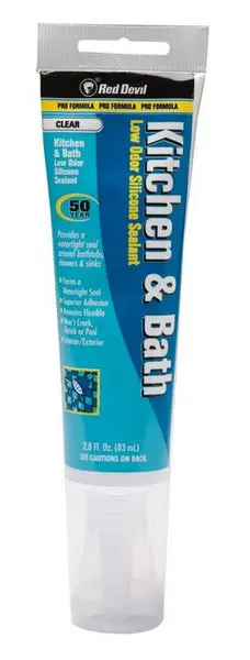 Red Devil 0885 Kitchen Bath 100 Percent Silicon Sealant Clear 2.8 Oz Waterproof Sealant