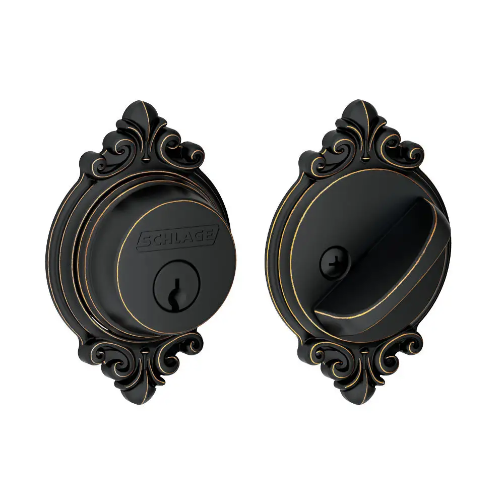 Single Cylinder Deadbolt Wakefield Trim Aged Bronze - Best Home Hardware Products Schlage