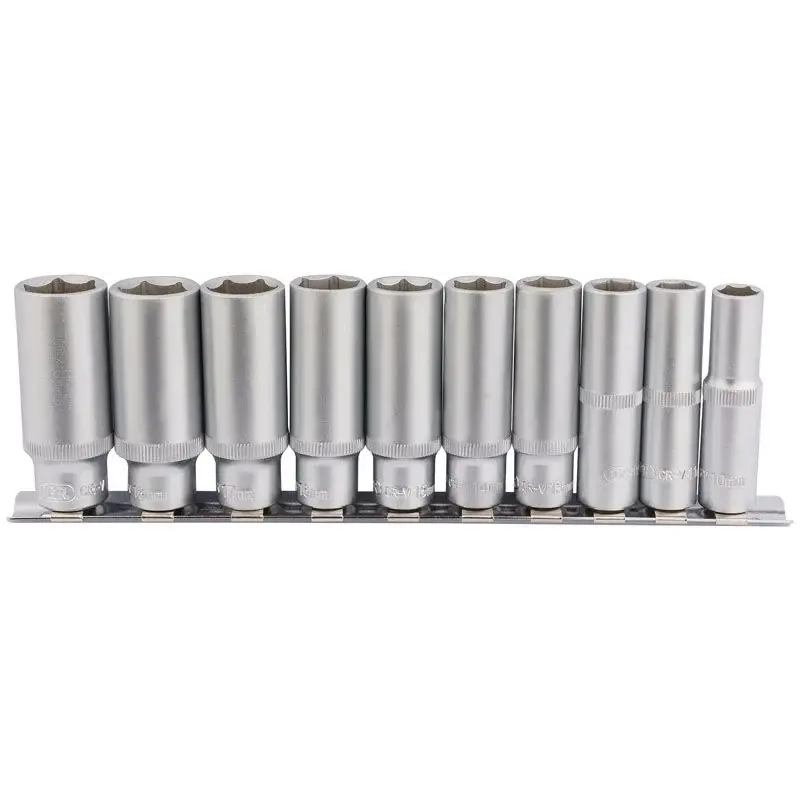 Draper DD10MMD Deep Socket Set on All-metal Rail, 3/8" Sq. Dr. (10 Piece) - (16401)
