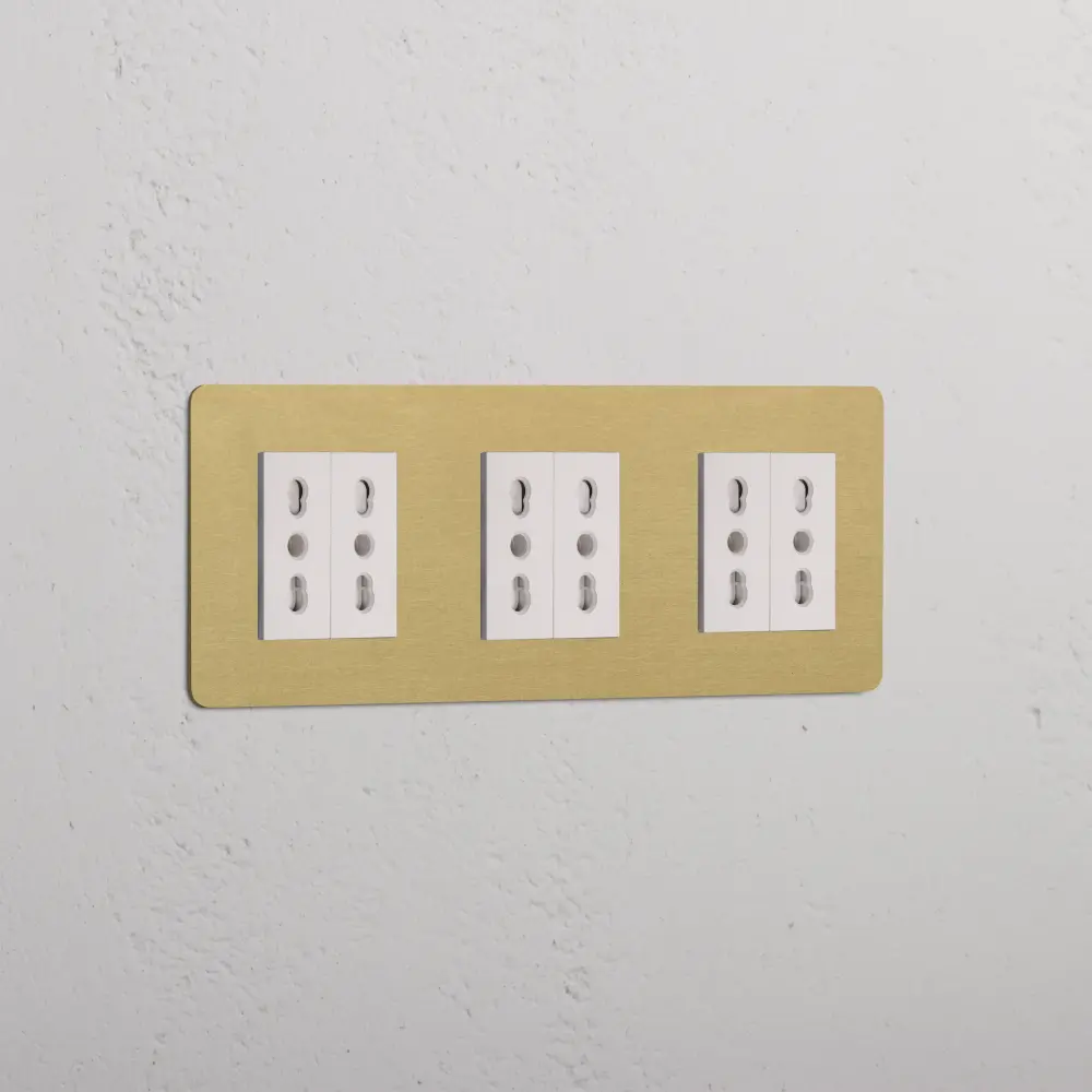 Kew Triadic 6x Bipasso Socket - Antique Brass | White