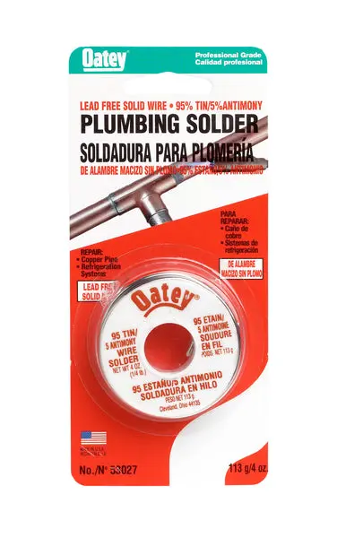 Oatey 53027 95/5 Lead Free Plumbing Wire Solder 1/4 lbs Silver Pipe Joints