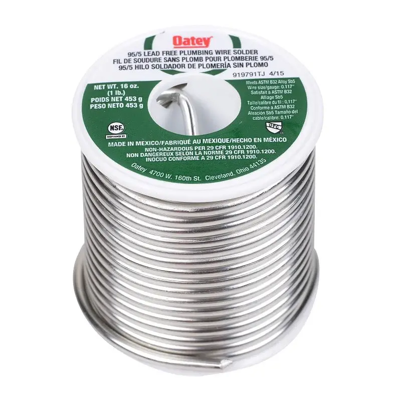 Oatey 22018 Plumbing Wire Solder, 1 lb, Solid, Sterling, 450 to 464 deg F Melting Point