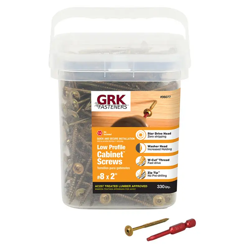 GRK Fasteners No. 8 x 2 . Star Yellow Zinc Cabinet Screws 330 Pack