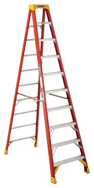 Werner 6210 Step Ladder, 10 ft H, Type IA Duty Rating, Grp, 300 lb, 9-Step, 14 ft Max Reach