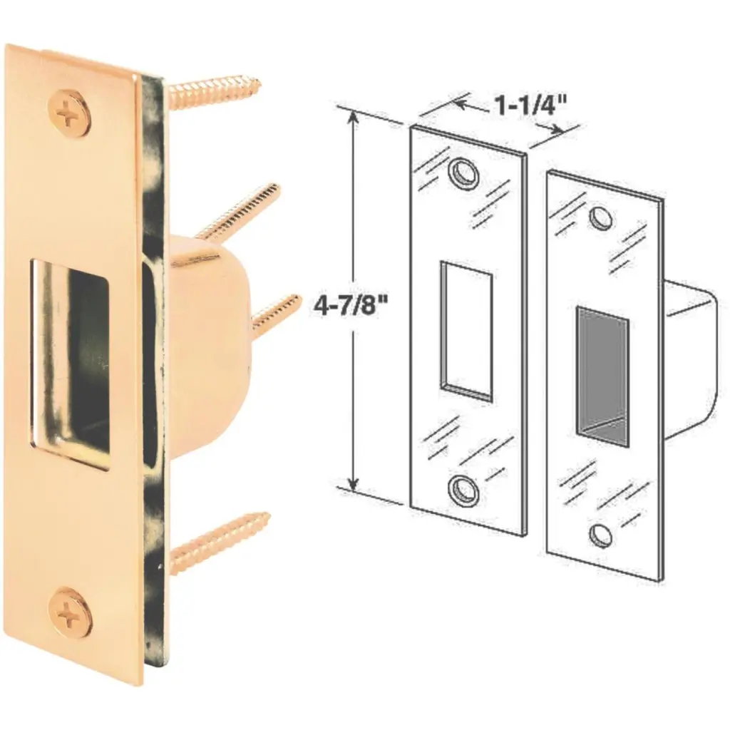 Defender Security Brass 1-1/4 . High Security Strike Plate Doors