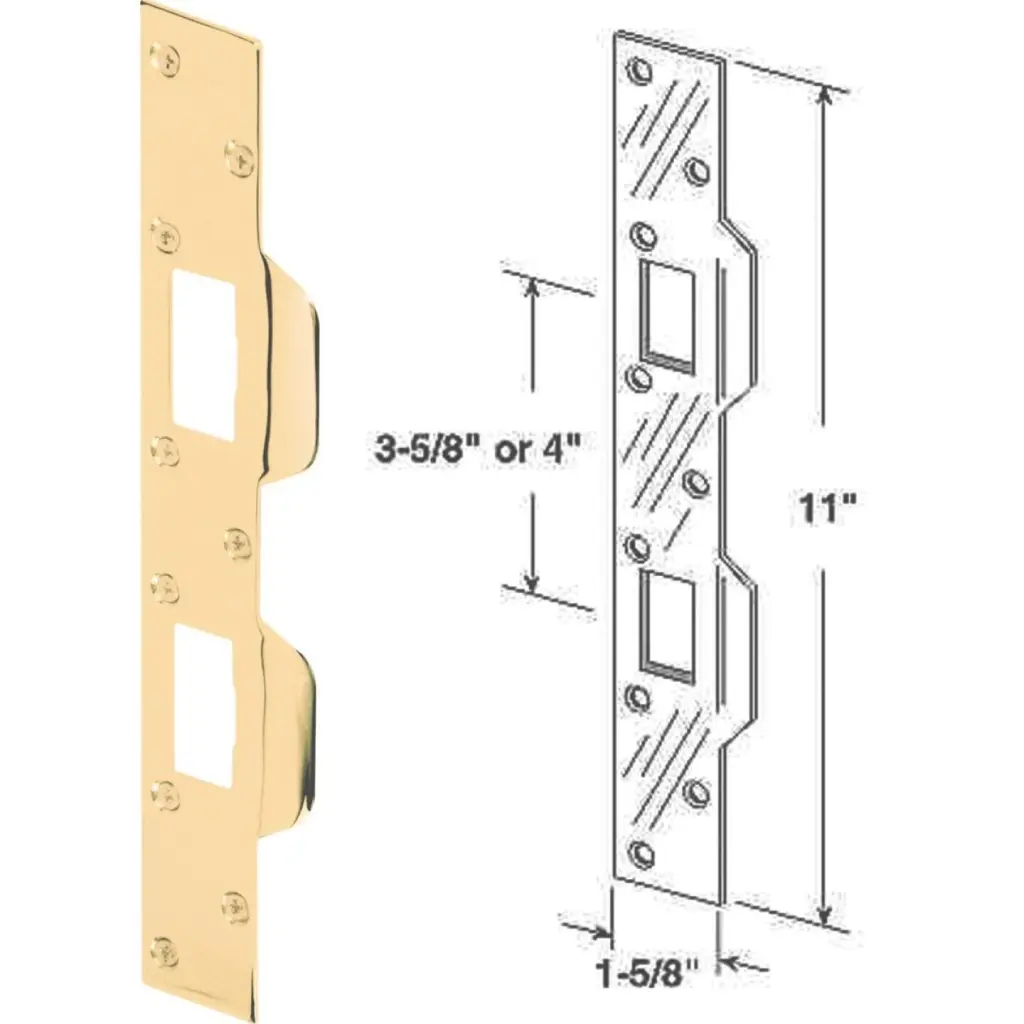 Defender Security Polished Brass 1-5/8 Inch Heavy-Gauge High Security Strike Plate Doors