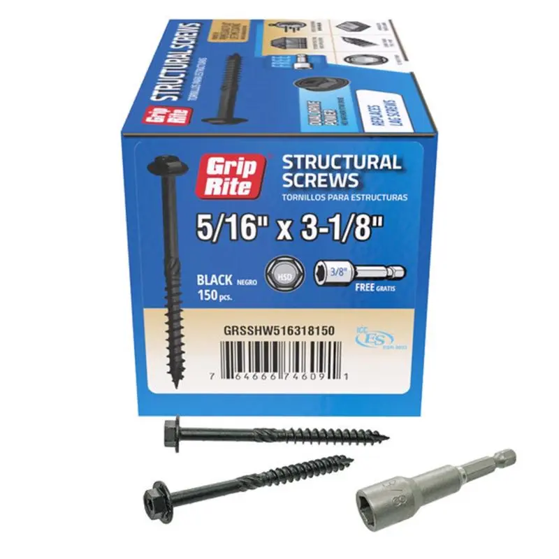 Grip-Rite 5/16 . x 3-1/8 . Star Hex Washer Head Coarse Structural Screws
