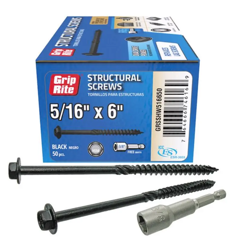 Grip-Rite 5/16 . x 6 . Star Hex Washer Head Coarse Structural Screws