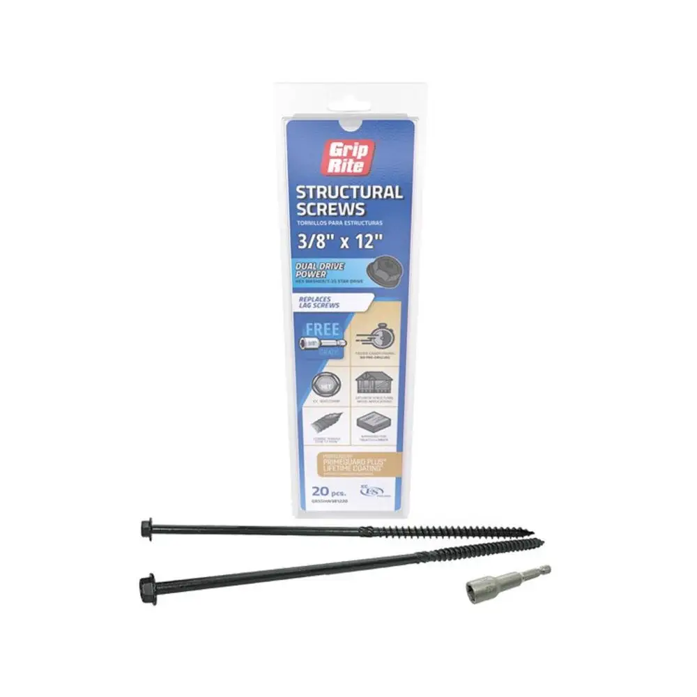 Grip-Rite GRSSHW51631850 Hex Washer Head Structural Screws 3-1/8 Inch 50 Pack