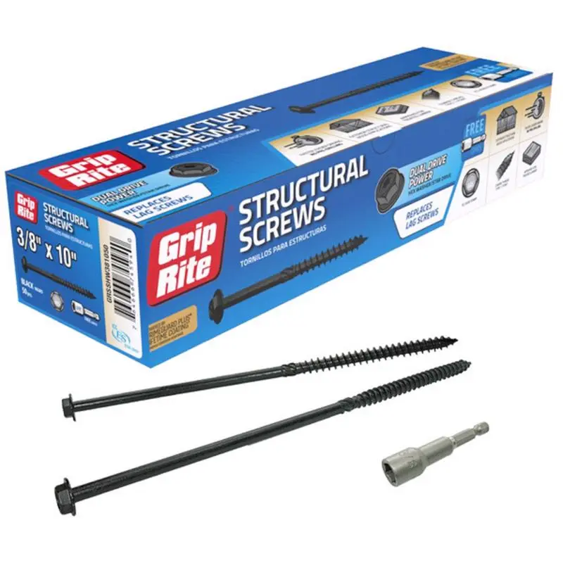 Grip-Rite 3/8 . x 10 . Star Hex Washer Head Coarse Structural Screws