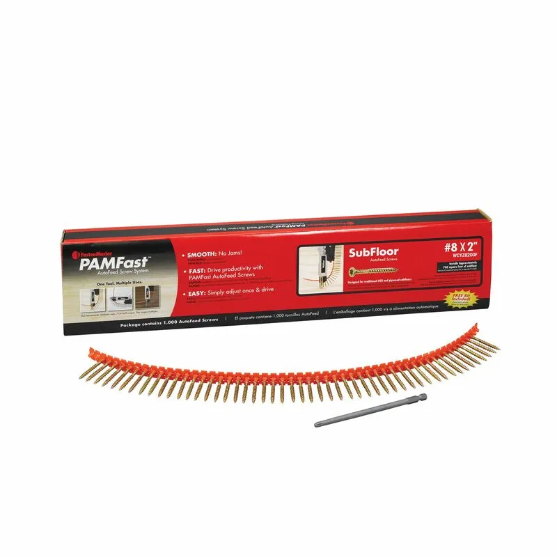 FastenMaster PAMFast No. 8x2 Inch Collated Subfloor Screws 1000 Pack